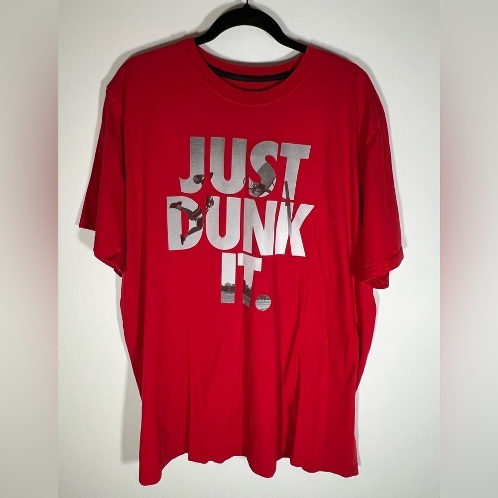 Nike JUST DUNK IT red basketball logo tshirt 2XL streetwear athleisure